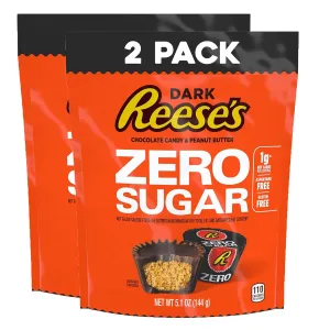ReesesZero Sugar Miniatures Dark Chocolate Peanut Butter Cups (2 Pack) Small Individually Wrapped Chocolate Miniature Cups Sugar Free - 5.1 oz
