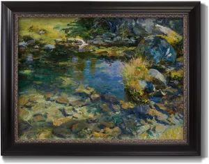 Renditions Gallery Home Decor Ebony & Gold Framed Artwork Alpine Streem Pool Art Wall Hanging Prints for Bedroom Dining Living Room Office Home Kitchen Wall Decor - 21"X25"