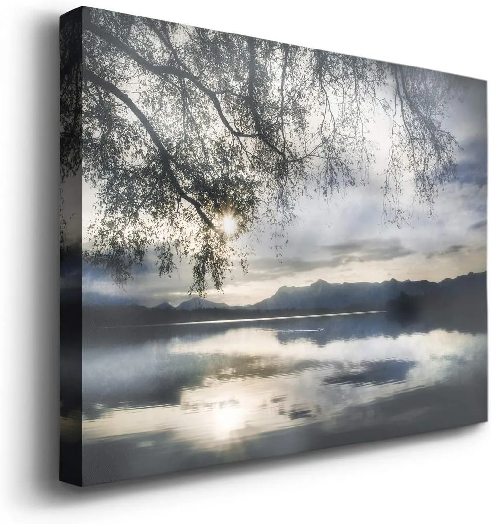 Renditions Gallery Staffelsee Lake Wall Art, Nature Landscape, Scenic Bavaria Germany Outdoor Setting, Premium Gallery Wrapped Canvas, Ready to Hang, 24 in H x 36 in W, Made in America Print