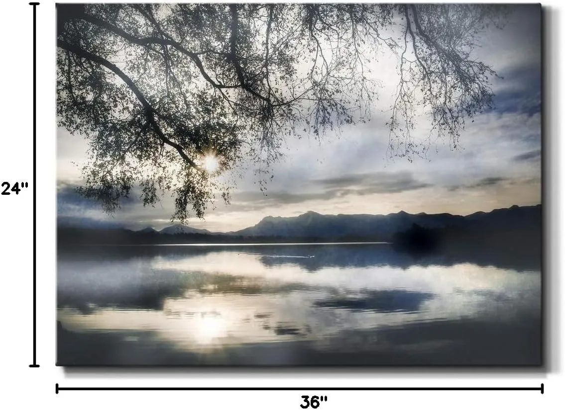 Renditions Gallery Staffelsee Lake Wall Art, Nature Landscape, Scenic Bavaria Germany Outdoor Setting, Premium Gallery Wrapped Canvas, Ready to Hang, 24 in H x 36 in W, Made in America Print