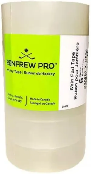 Renfrew Clear Polyflex Shin Sock Hockey Tape, 6 Rolls (24mm x 25)