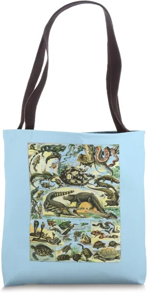 Reptiles Collection Chart Turtle Snake Species Vintage Tote Bag