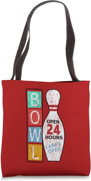 Retro Bowling Alley Bowling Pin Sign-Pro Bowler Bowling Team Tote Bag