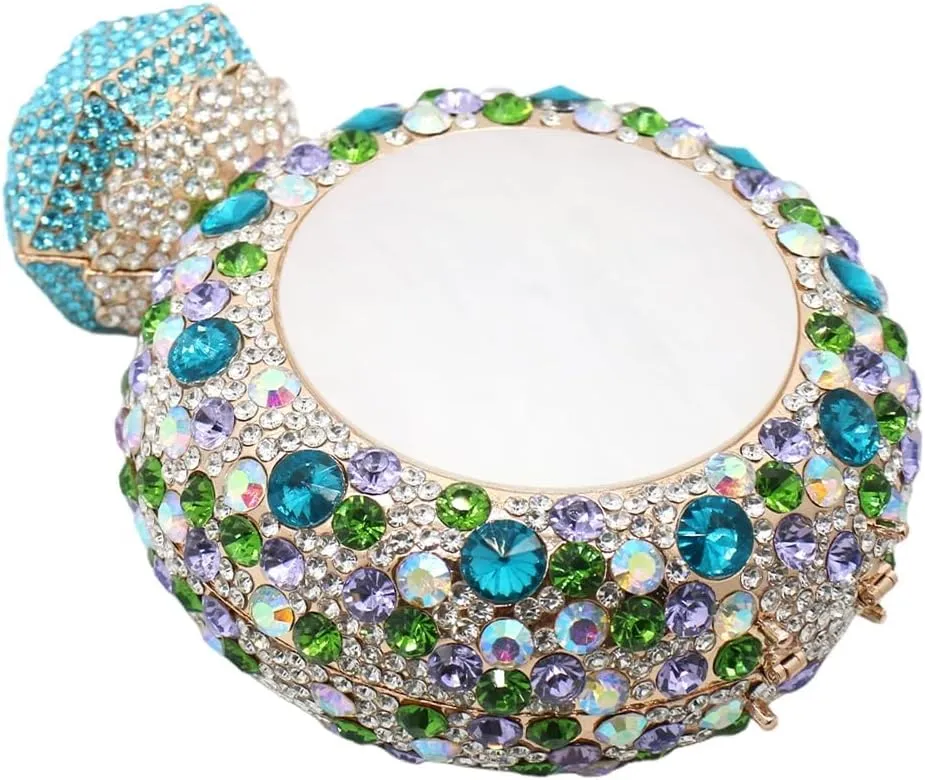 Rhinestone Acrylic Clutch for Women Novelty Vintage Clock Wedding Purse Sparkling Elegant Evening Prom Handbag