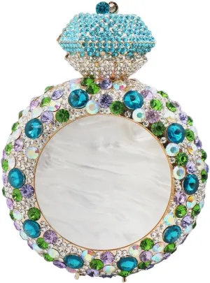 Rhinestone Acrylic Clutch for Women Novelty Vintage Clock Wedding Purse Sparkling Elegant Evening Prom Handbag