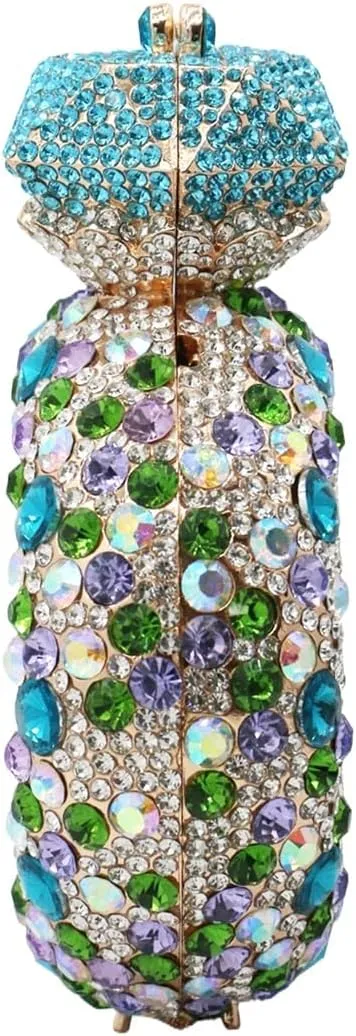 Rhinestone Acrylic Clutch for Women Novelty Vintage Clock Wedding Purse Sparkling Elegant Evening Prom Handbag