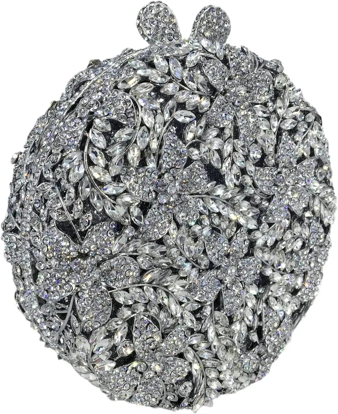 Rhinestone Evening Clutch for Women Flower Full Diamond Round Handbag Gorgeous Shining Shoulder Ball Banquet Bag
