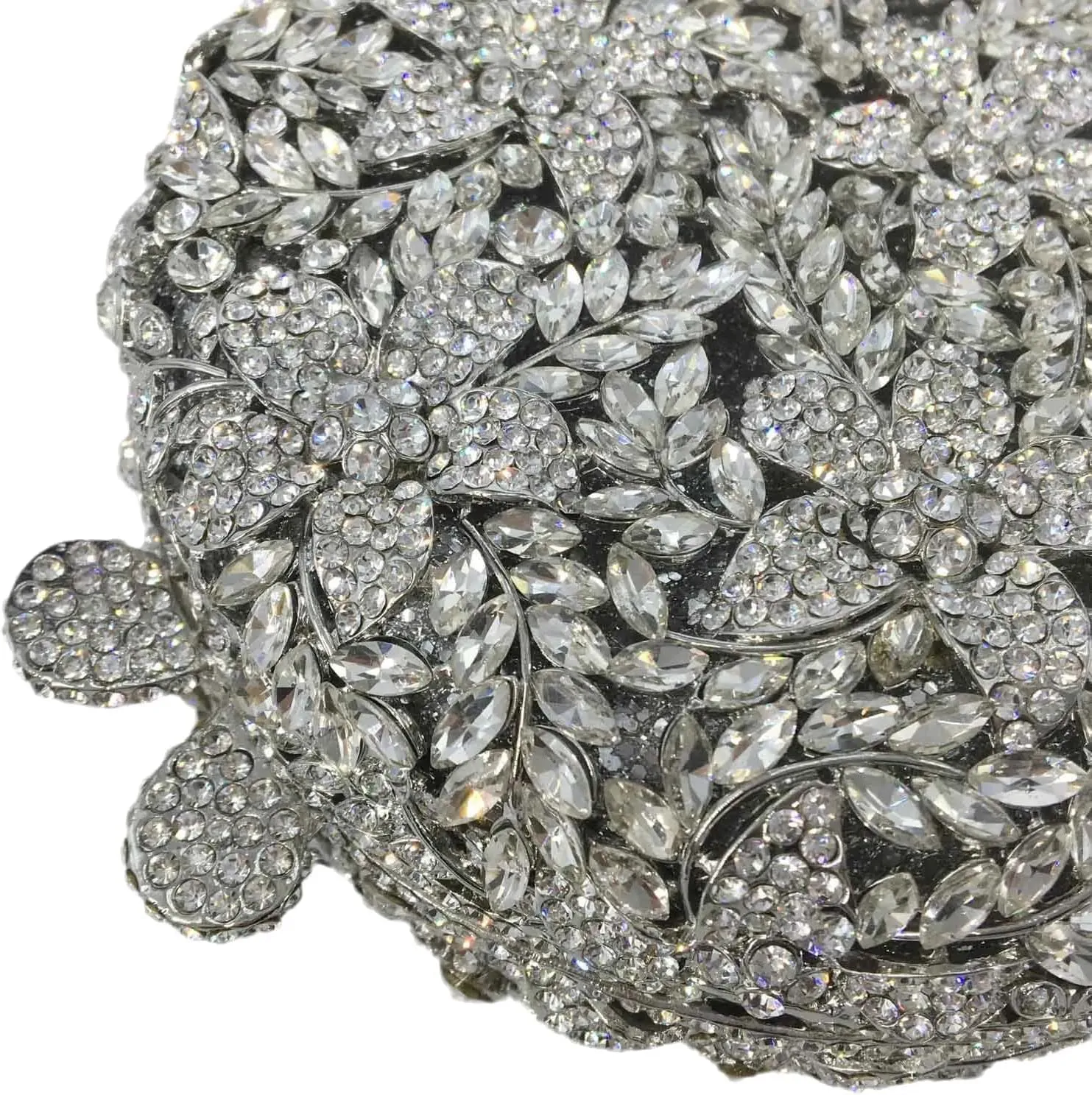 Rhinestone Evening Clutch for Women Flower Full Diamond Round Handbag Gorgeous Shining Shoulder Ball Banquet Bag