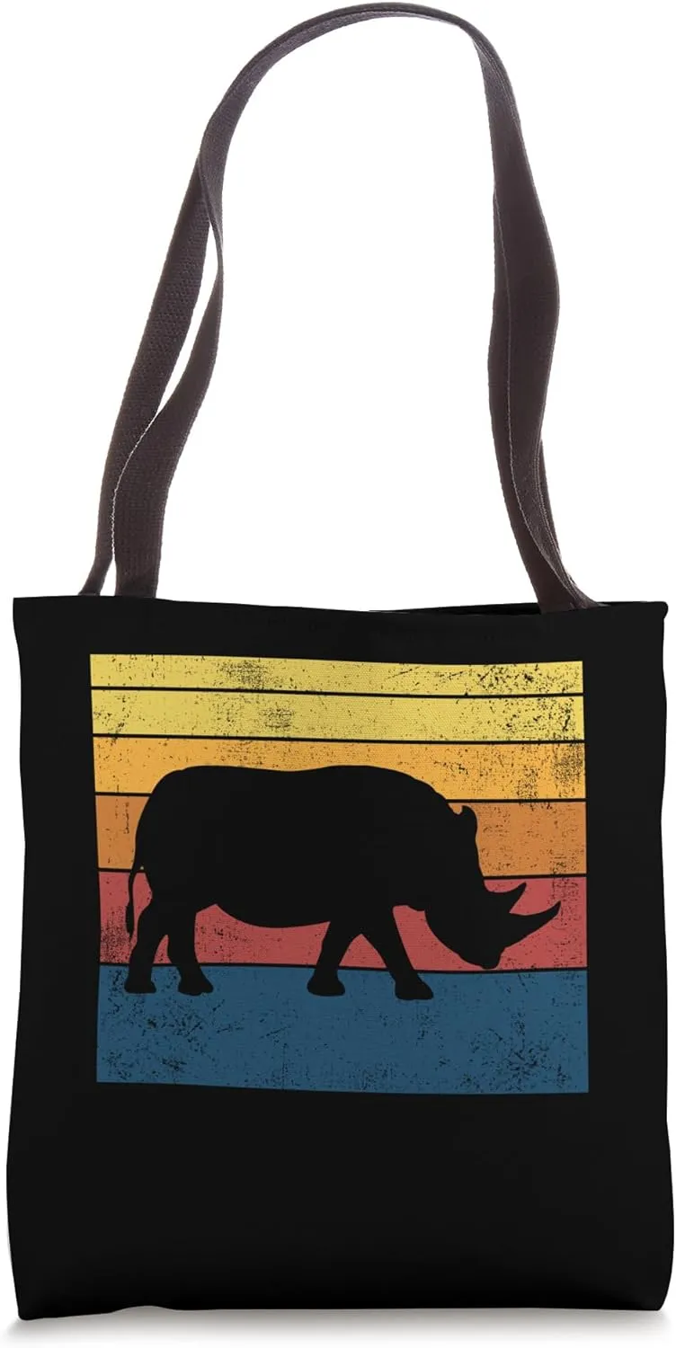 Rhino Rhinoceros Retro Vintage Tote Bag