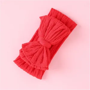 Ribbed Nylon Headband, Cable Knit Wide Nylon Turban Head Wraps Girls Hair Accessories(Red)