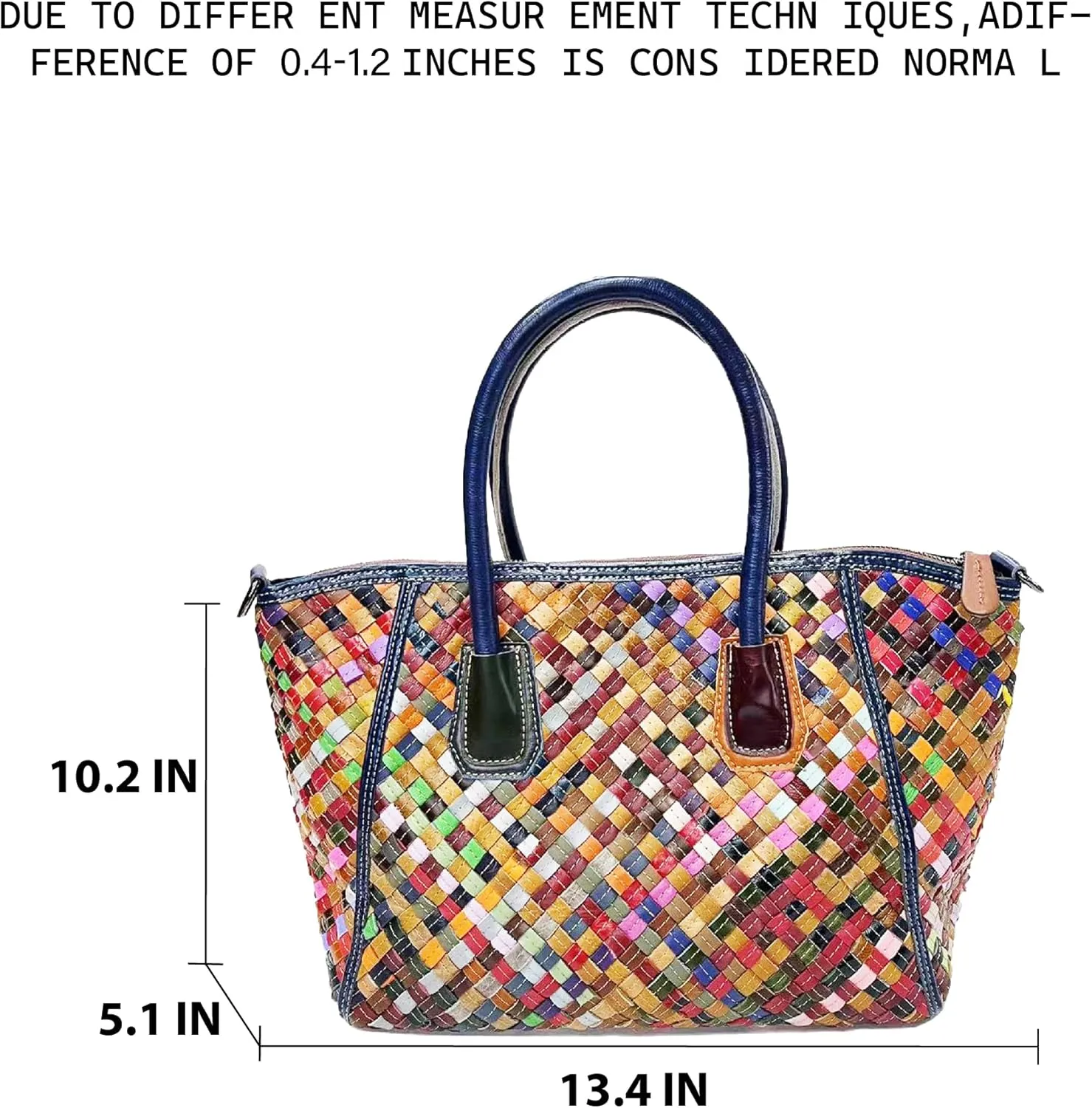 Riutiru Women's Mosaic Style Genuine Leather Handwoven Unique Style Diagonal Shoulder Handbag