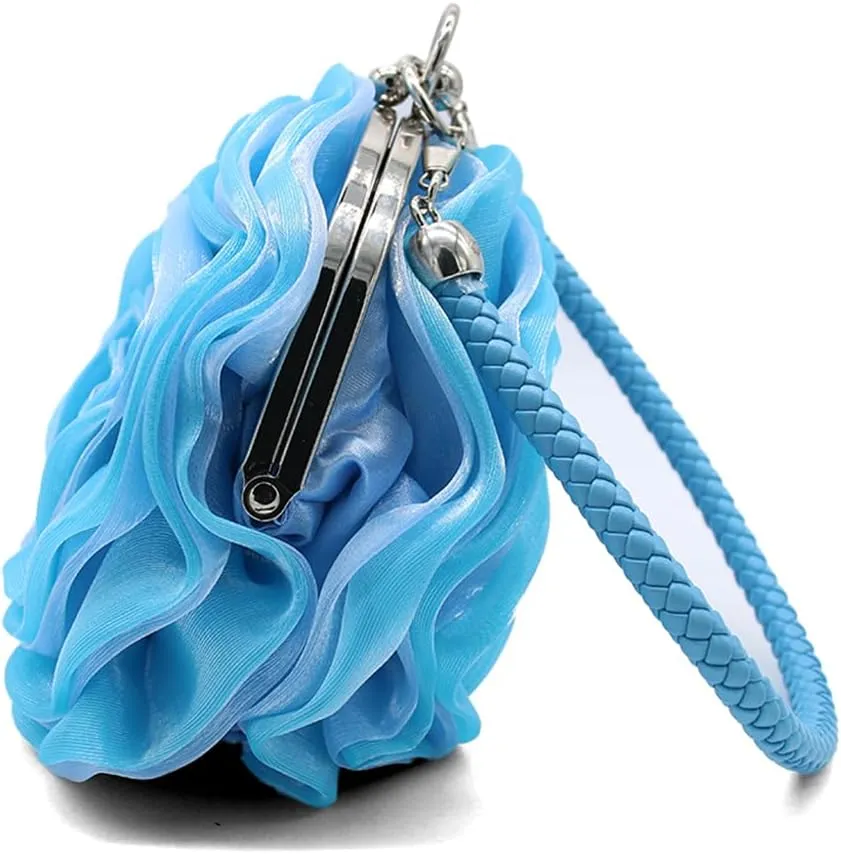 Rose Shaped Evening Bag Soft Satin Clutch Purse Floral Wristlet Handbag for Women Wedding Party Purse