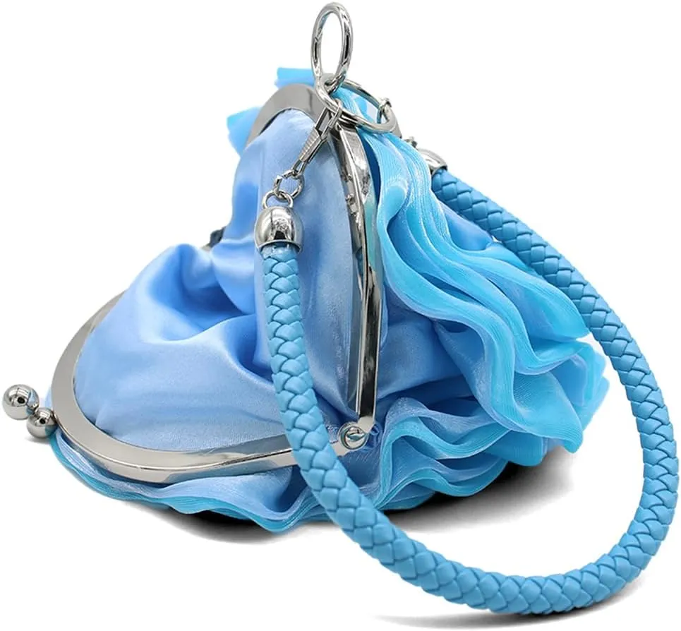 Rose Shaped Evening Bag Soft Satin Clutch Purse Floral Wristlet Handbag for Women Wedding Party Purse