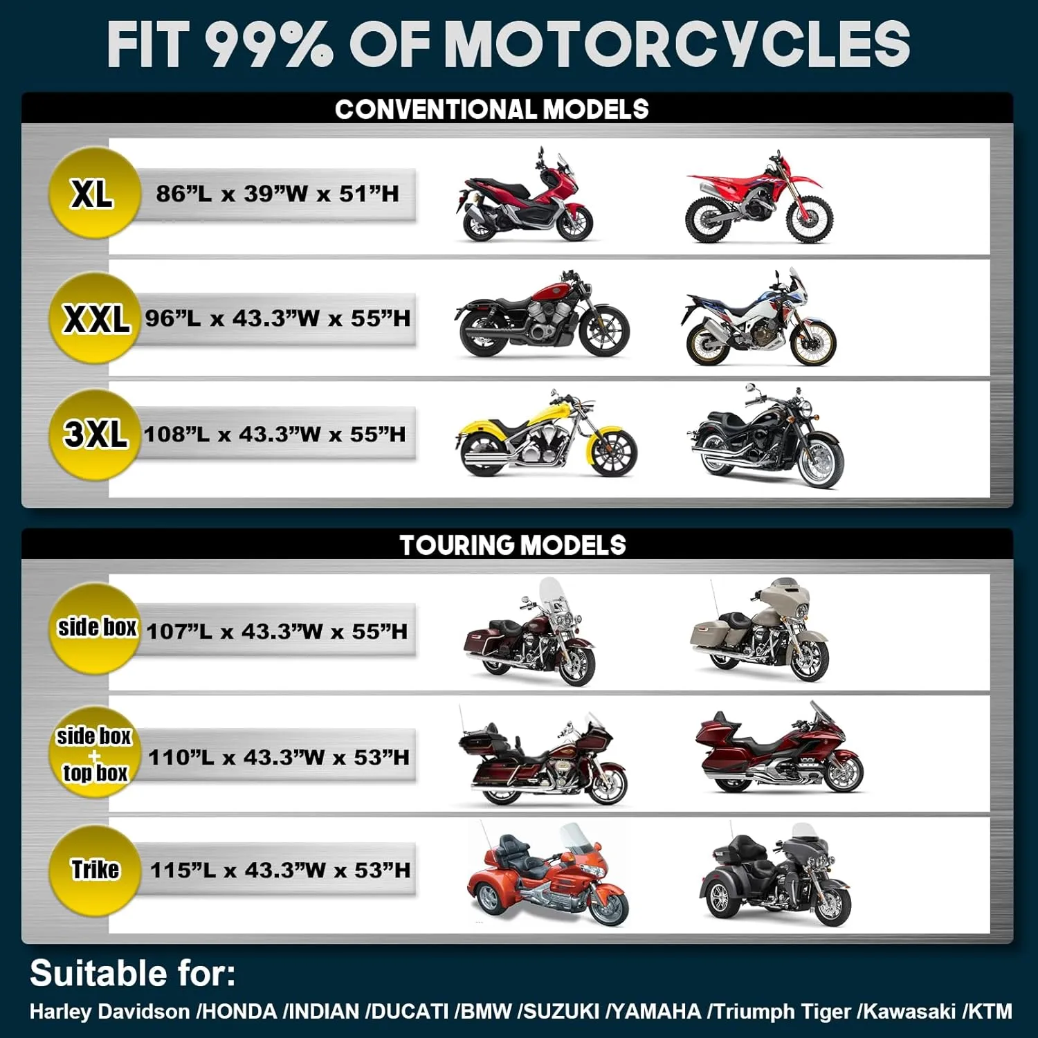 Rosefray Trike Cover,Motorcycle Cover Heavy Duty 600D Waterproof for Trike Models, Tri Glide, and CVO Version, Trike Goldwing, Chidftain, Challenger, Elite Storage, Black