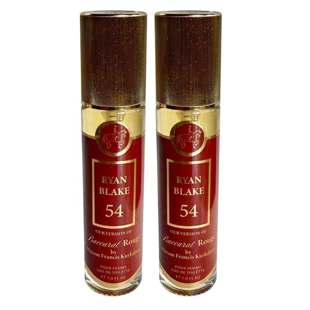 Ryan Blake 54 Baccarat Pour Femme – Luxurious Eau de Toilette for Women – 1oz x 2 Travel Spray Bottles – Elegant, Long-Lasting Scent Set