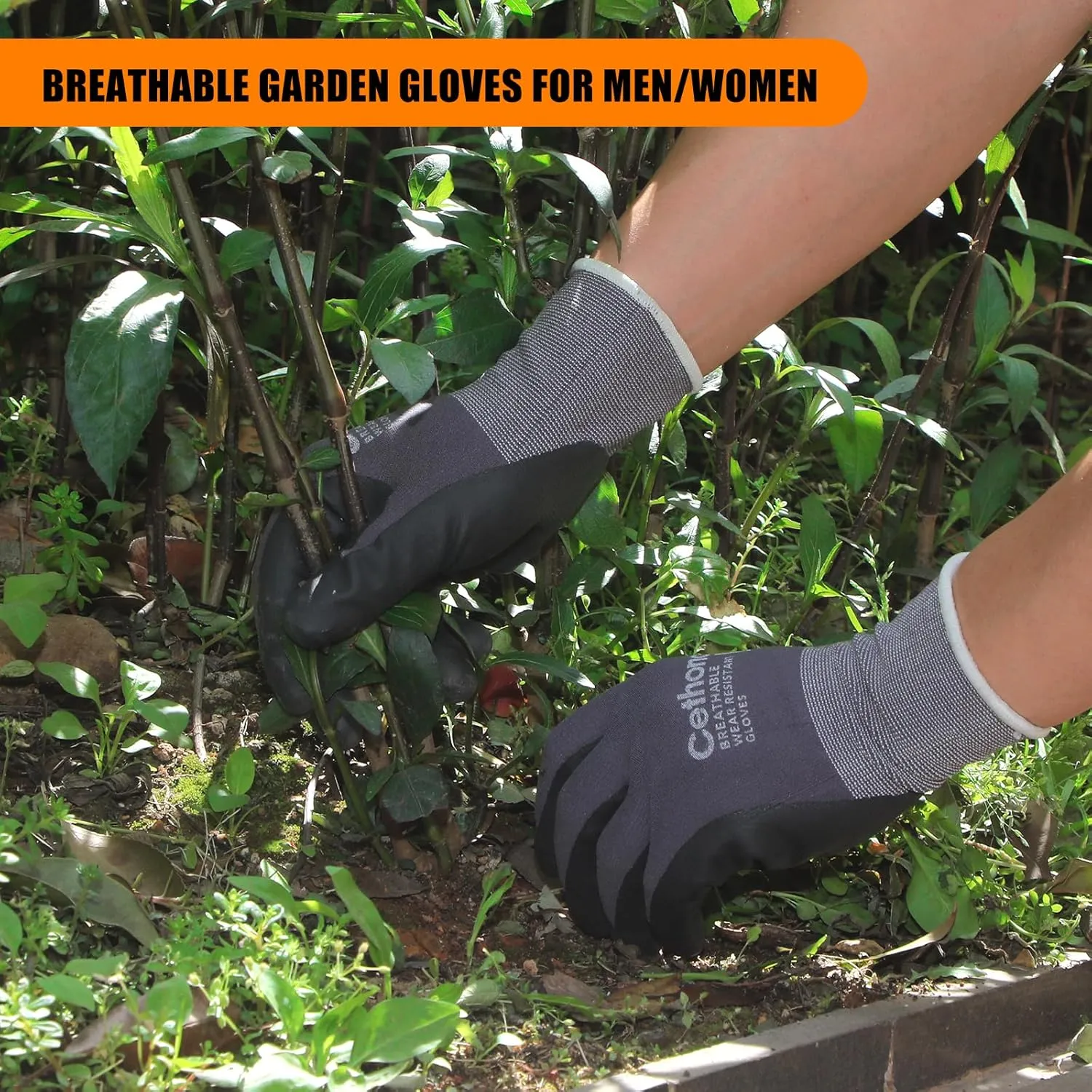 Safety Work Gloves MicroFoam Nitrile Coated - 12 Pairs, Breathable Seamless Knit Nylon Work Gloves for Men Women (Large，gray)