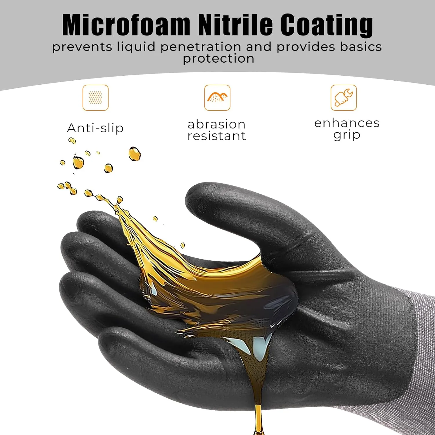 Safety Work Gloves MicroFoam Nitrile Coated - 12 Pairs, Breathable Seamless Knit Nylon Work Gloves for Men Women (Large，gray)