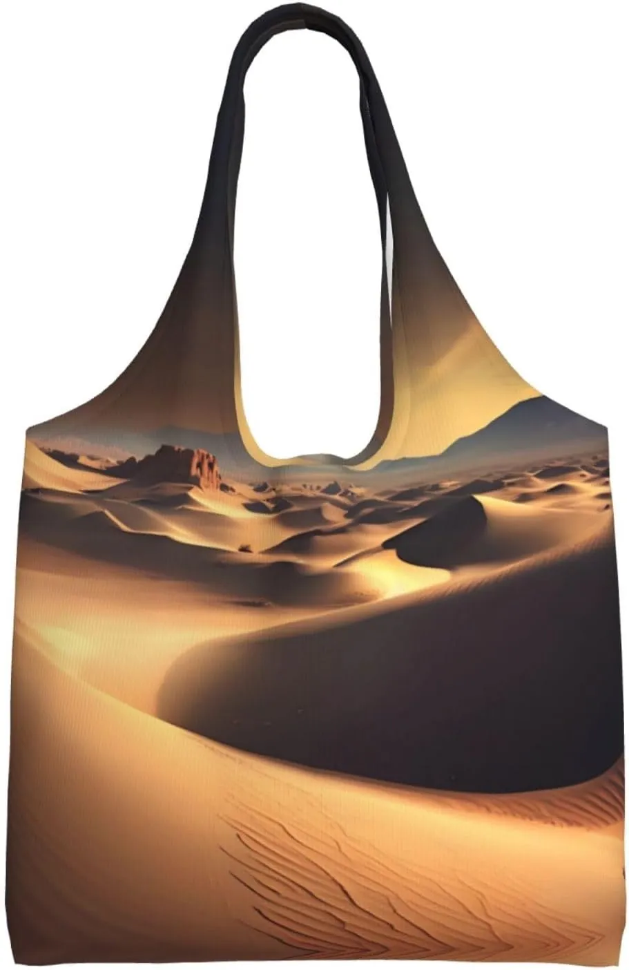 Sahara Desert Printed Single Shoulder Commuter Canvas Bag, Grocery Shopping Bag, Daily Use Canvas Bag