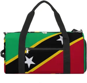 Saint Kitts Flag Gym Duffel Bag for Men Women Shoe Compartment Waterproof Lightweight Weekender