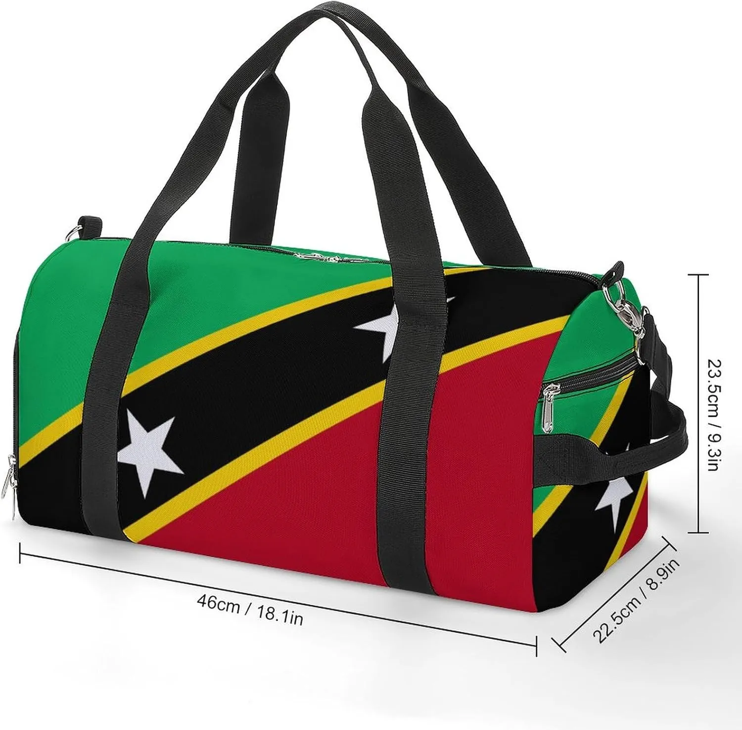 Saint Kitts Flag Gym Duffel Bag for Men Women Shoe Compartment Waterproof Lightweight Weekender