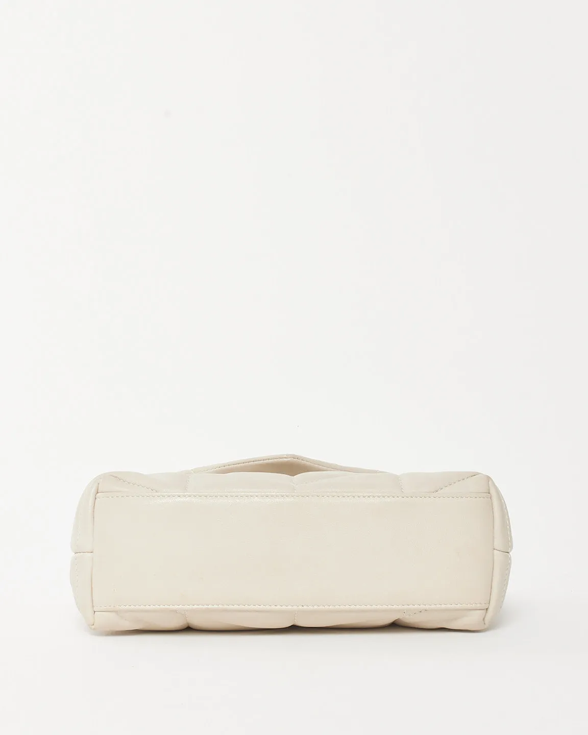 Saint Laurent Cream White Leather Toy Puffer Crossbody Bag