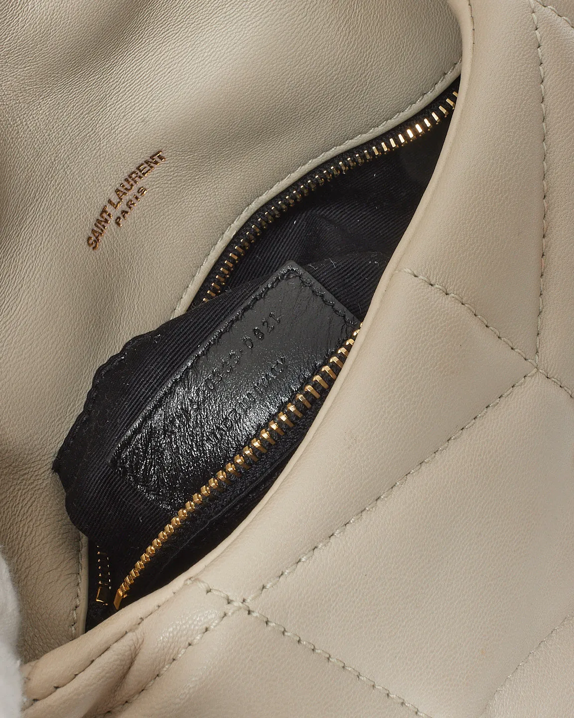 Saint Laurent Cream White Leather Toy Puffer Crossbody Bag