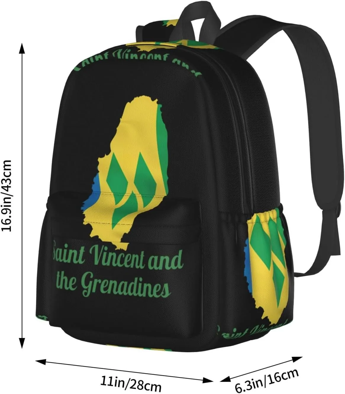 Saint Vincent and the Grenadines Map Flag Casual Backpack Large Capacity Travel Backpacks Laptop Daypack Commuter Rucksack Adjustable Strap Sports Bags for Hiking Biking