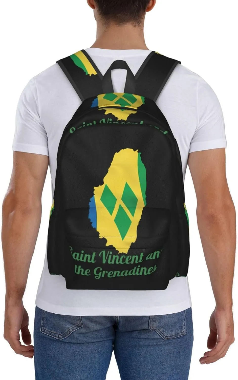 Saint Vincent and the Grenadines Map Flag Casual Backpack Large Capacity Travel Backpacks Laptop Daypack Commuter Rucksack Adjustable Strap Sports Bags for Hiking Biking