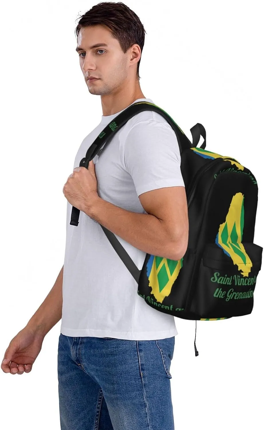 Saint Vincent and the Grenadines Map Flag Casual Backpack Large Capacity Travel Backpacks Laptop Daypack Commuter Rucksack Adjustable Strap Sports Bags for Hiking Biking