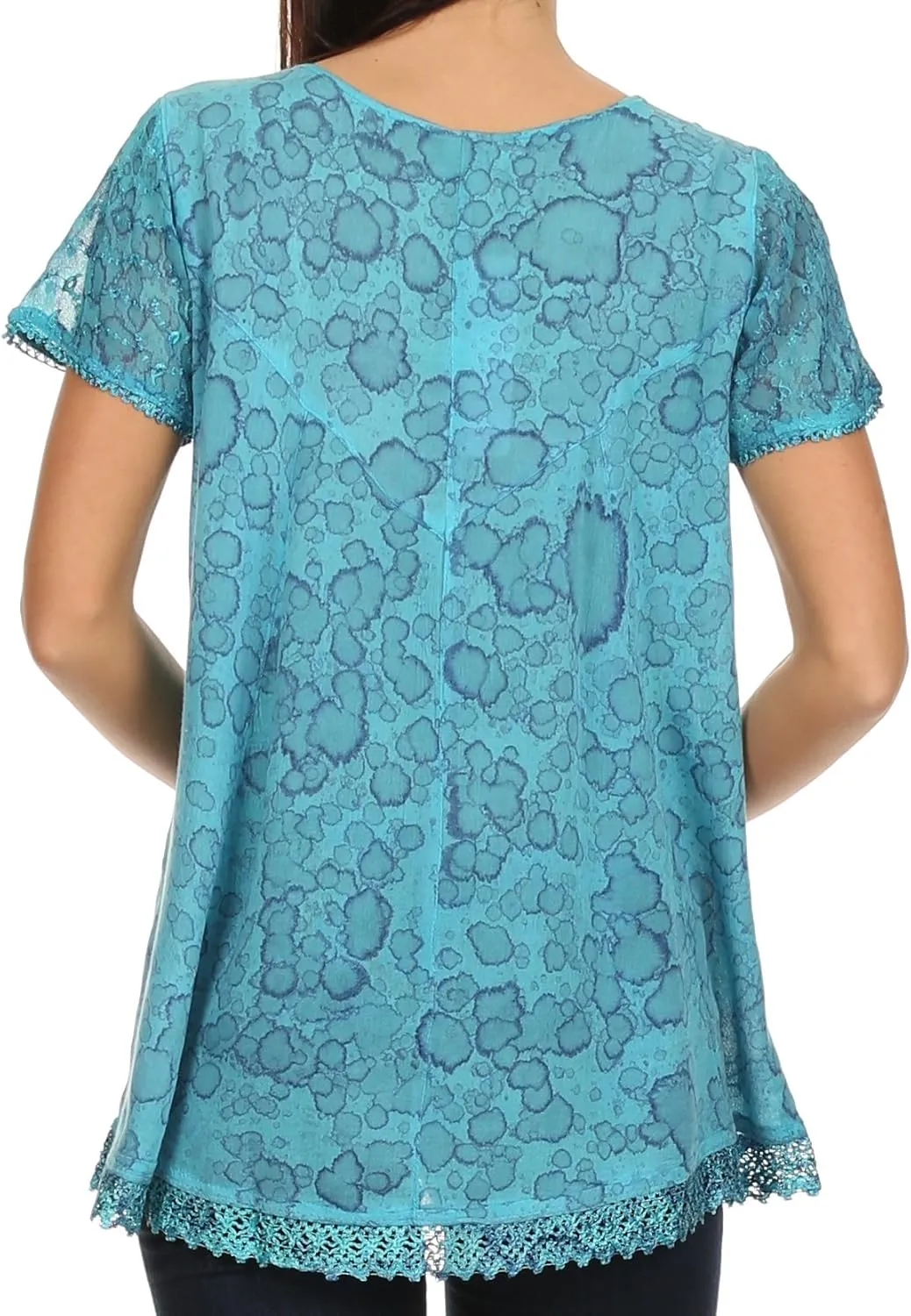 Sakkas Charolette Embroidery and Seqiun Accents Blouse