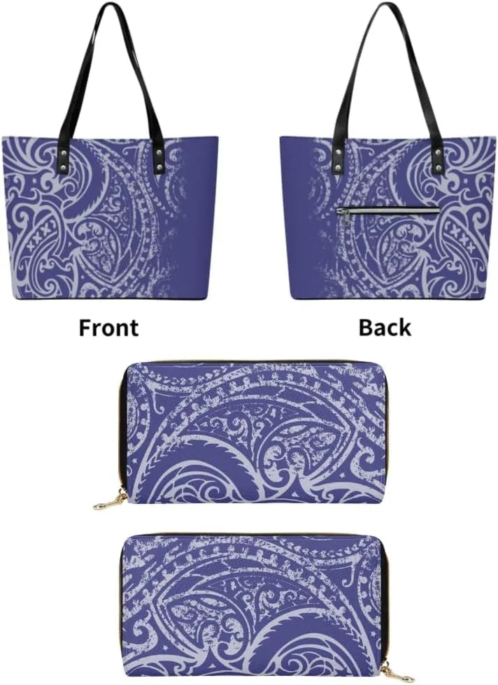 Samoa Tribal Design Women'S Handbag Large Capacity Shoulder Bag Polynesian 2-Piece Women'S Bag The Same Purse