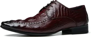 Santimon Men's Oxfords Formal Dress Classic Lace-up Wingtip Crocodile Texture Derby Genuine Leather Fashion Comfortable Shoes Buinsess Casual Prom Wedding Tuxedo Shoes for Men