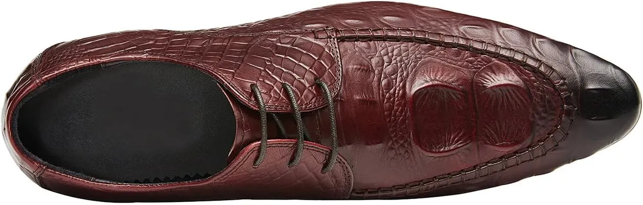 Santimon Men's Oxfords Formal Dress Classic Lace-up Wingtip Crocodile Texture Derby Genuine Leather Fashion Comfortable Shoes Buinsess Casual Prom Wedding Tuxedo Shoes for Men