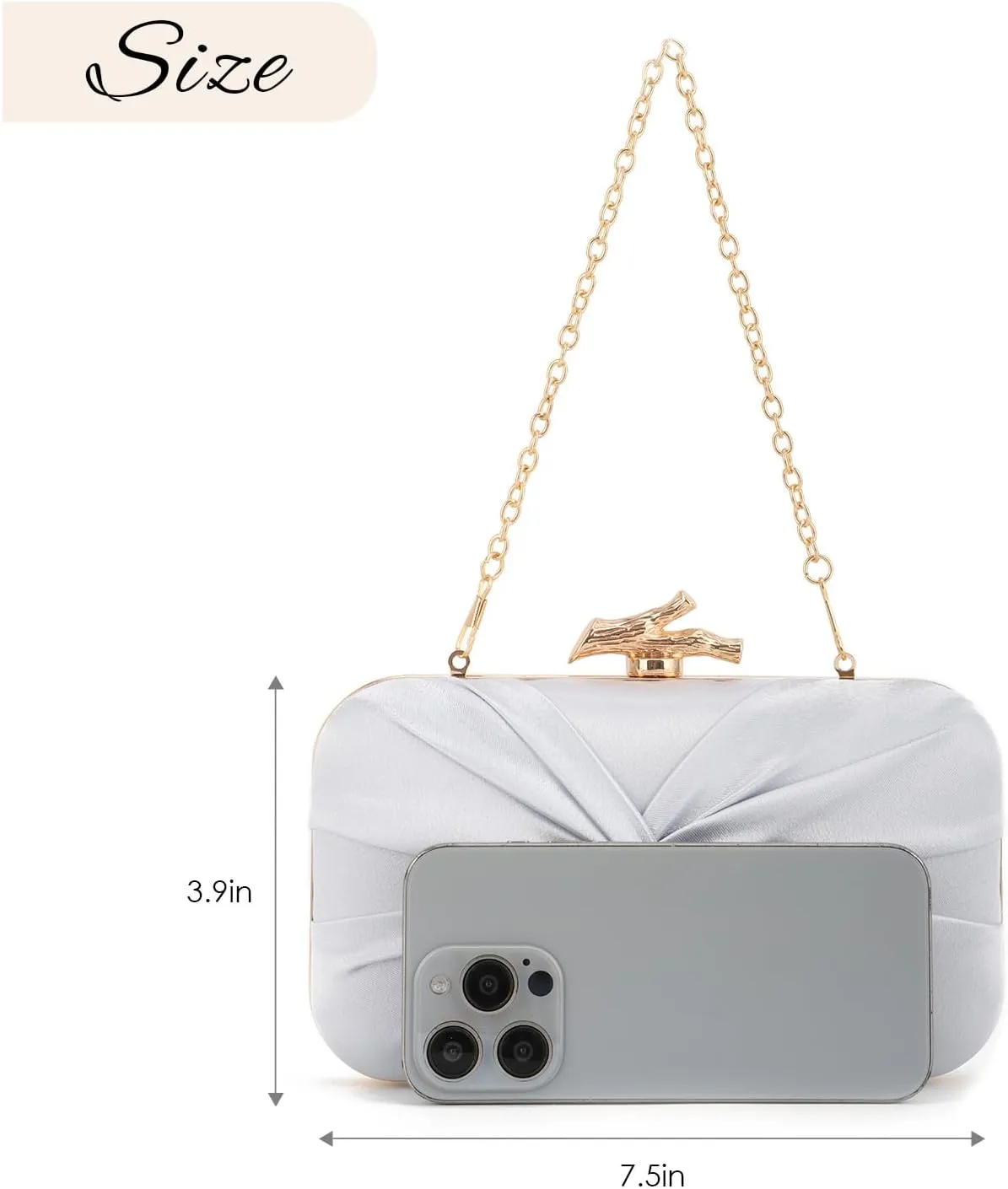 Satin Clutch Purses for Women Pleated Evening Bag Formal with Chain for Party, Wedding and Prom
