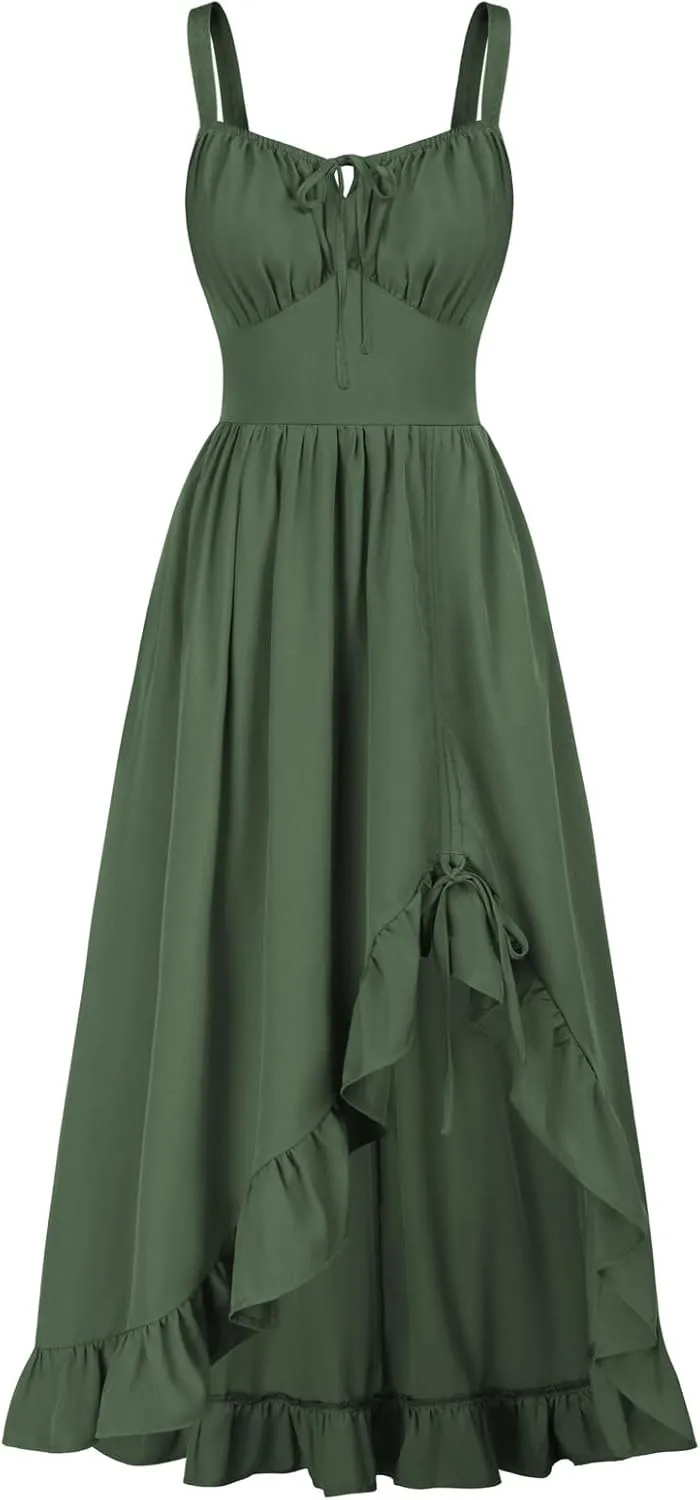 Scarlet Darkness Renaissance Dress Women Summer Sleeveless Corset Sundress with Pockets