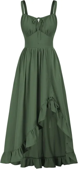 Scarlet Darkness Renaissance Dress Women Summer Sleeveless Corset Sundress with Pockets