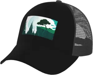 Scenic View of a Tree on a Cliff Baseball Cap Women Men Breathable Mesh Back Baseball Caps Adjustable Trucker Sun Hat Outdoor Sports Mesh Hats