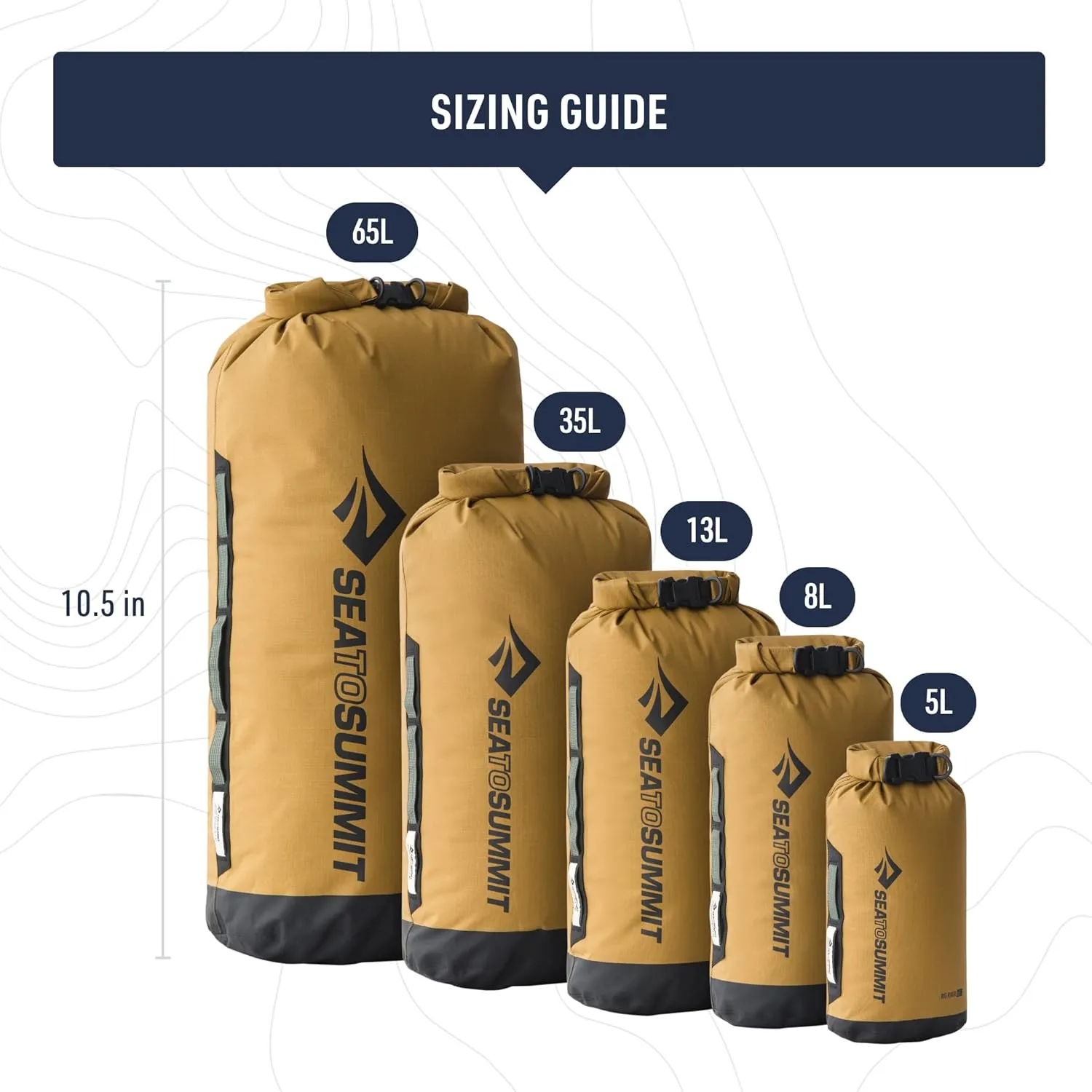 Sea to Summit Big River Dry Bag, Heavy-Duty Dry Storage, 13 Liter, Gold Brown
