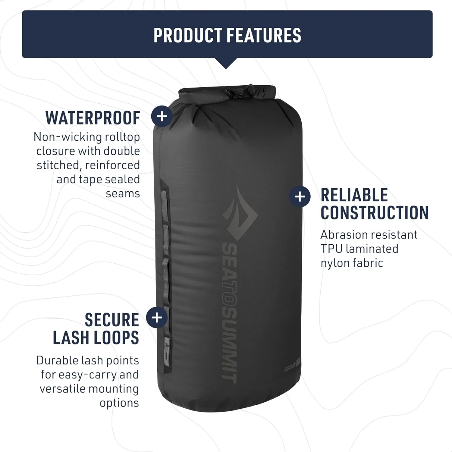 Sea to Summit Big River Dry Bag, Heavy-Duty Dry Storage, 5 Liter, Jet Black