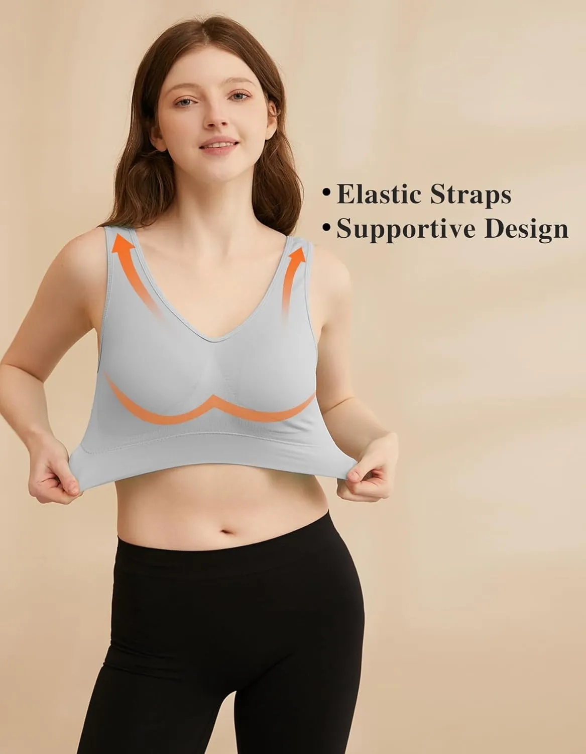 Seamless Sports Bras for Women 3 Pack,Wireless Bras Low Impact Sports Bra Sleep Comfortable Yoga Bras with Removable Pads