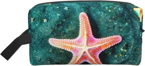 Seawater Seashell Starfish Print Travel Toiletry Bag - Cosmetic Makeup Pouch for Men and Women, Portable Organizer for Daily Use