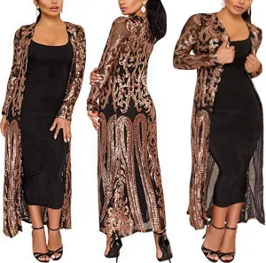 Sequin Cardigans Duster Sparkly Blazer Jackets Long for Women Evening