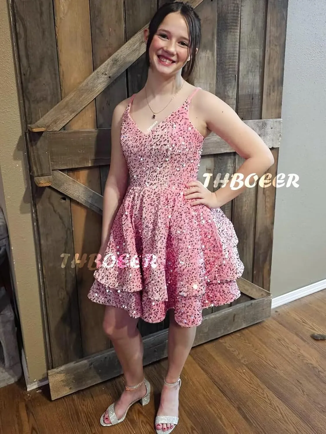 Sequin Homecoming Dresses for Teens Short Prom Dress 2025 Sparkly V Neck Formal Cocktail Party Dress