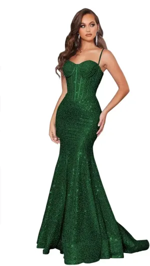 Sequin Mermaid Prom Dresses for Women Spaghetti Straps Sparkly Long Evening Party Dresses