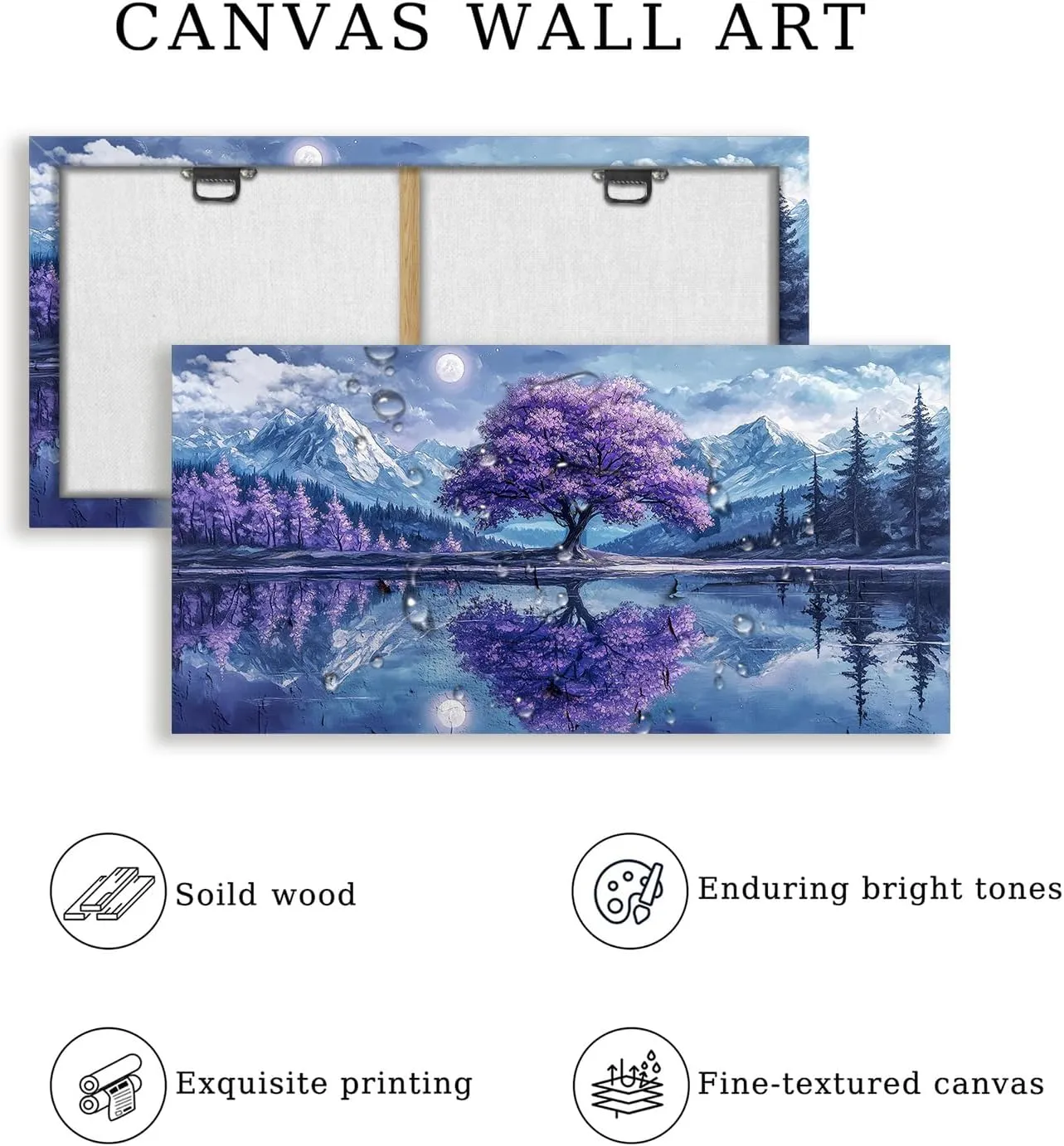 SERIMINO Tree of Life Large Wall Art, Fantasy Landscape Wall Decor, Purple Trees Canvas Painting, Snow Mountain Lake Modern Decor Prints, Moonlit Night Pictures Home Decor Living Room20 X40