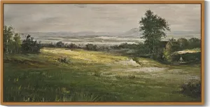 SHENIFY Vintage Framed Wall Art The Vast Grassland Wilderness Landscape Painting Retro Meadow Scenery Farmhouse Kitchen Living Room Decor - 8x16in Natural Framed