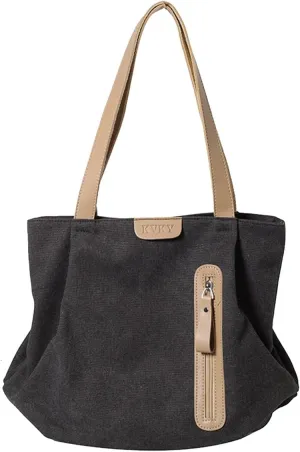 Shoulder Bag for Women Canvas Handbag Large Capacity Top Handle Bag Multi-Pockets Tote Bag Casual Hobo Bag