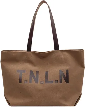 Shoulder bag, women's large capacity canvas handbag, fashionable multifunctional commuting tote bag