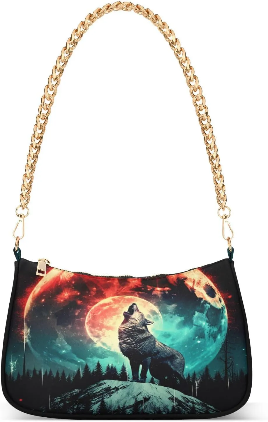 Shoulder Bags for Women 3764-wolf Hobo Tote Handbag Small Clutch Purse with Zipper Closure