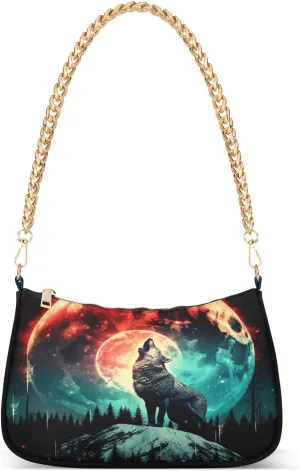 Shoulder Bags for Women 3764-wolf Hobo Tote Handbag Small Clutch Purse with Zipper Closure